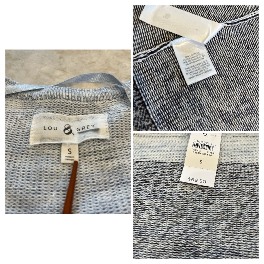 NEW Lou & Grey Waterfall Cardigan | Grey Colorblock | NWT | Cotton Knit‎ | Small - Picture 5 of 6